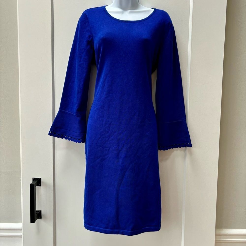 DKNY‎ lightweight blue sweater dress bell sleeves woman’s size M